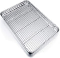 Lonimia Stainless Steel Baking Sheet Set, Pan Bakeware and Cooling Rack, Oven Safe, Mirror Finish, Rolled Edges, Deep Full Sides, 31.5 x 24.5 x 2.5cm