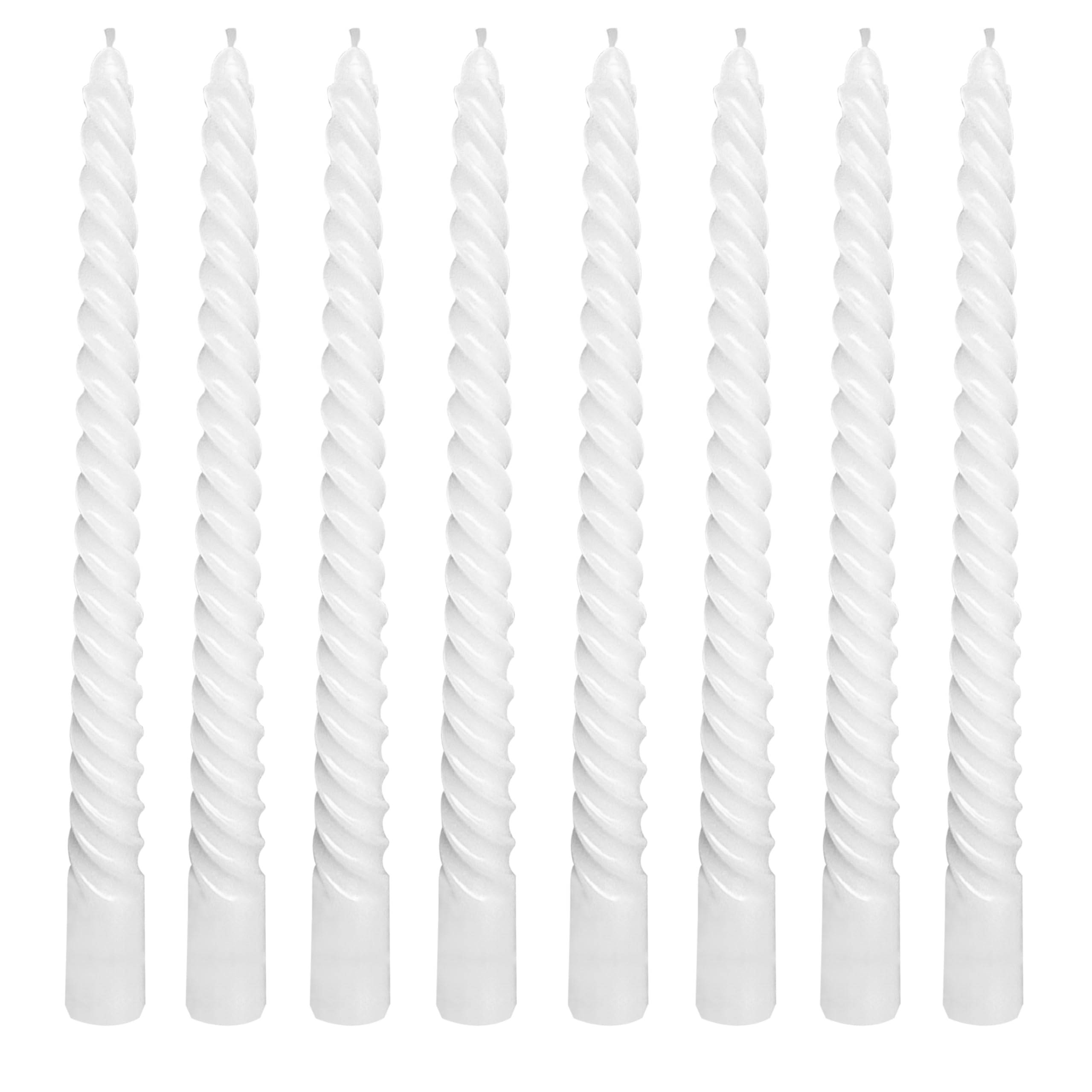 Jaffiust 8PCS Twisted Taper Candles, Twist Candle Holders, 8Inch, Smokeless, for Home, Weddings, Birthday Parties and Home Decoration(White)
