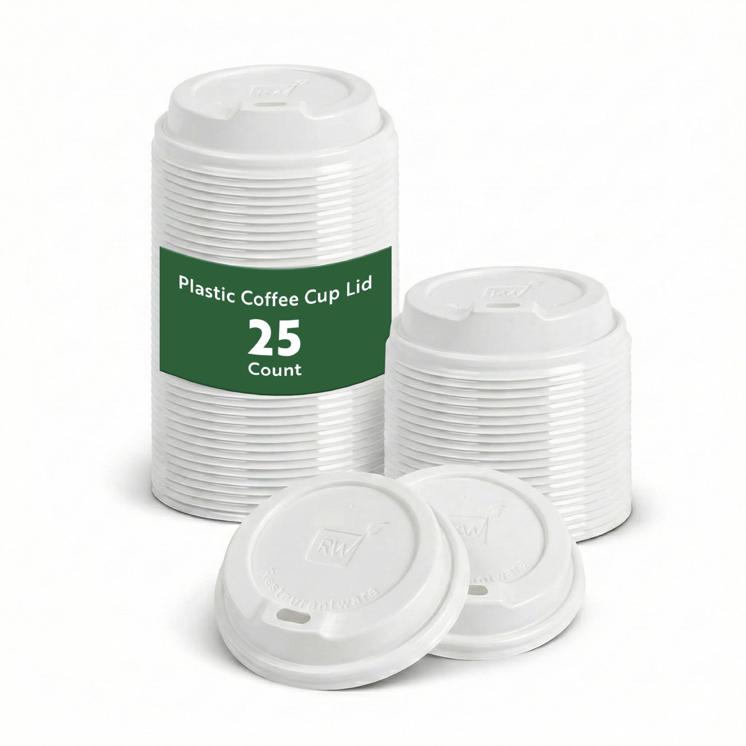 Restaurantware LIDS ONLY: 25-CT Disposable White Lid for Coffee and Tea Cups - Fits 8, 12, 16, 20-OZ Cups: Perfect for Coffee Shops, Juice Shops, and Takeout -
