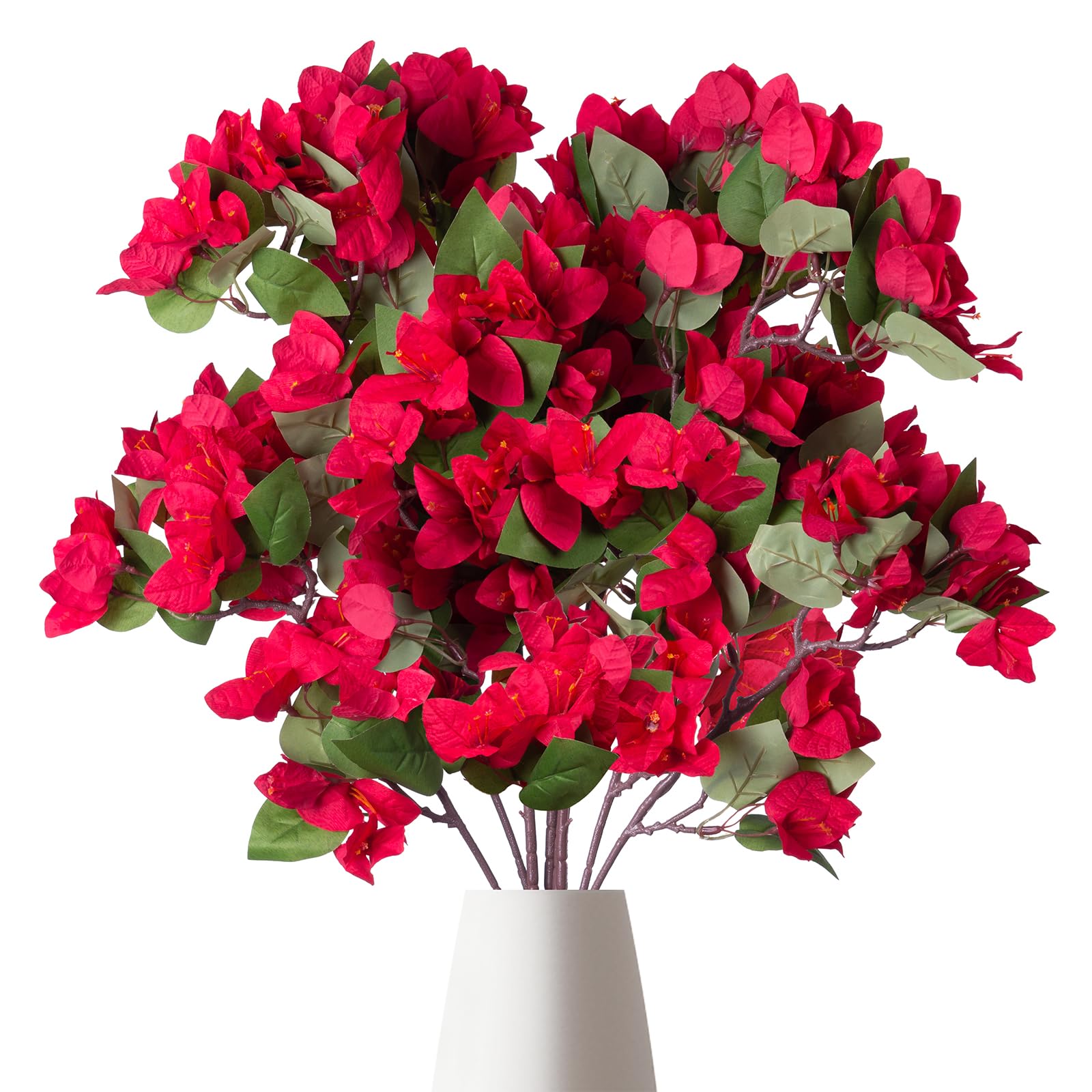 Bougainvillea Artificial Flowers, Faux Bougainvillea Flowers Bulk Bouquest for Vase, Fake Silk Floral 37.4 inches Long Stems for Wedding, Indoor, Outdoor Decoration (4PCS, Red)