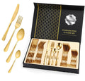 EETU 24-Pieces Goldenware Flatware cutlery Set with Gift Box,Stainless Steel Utensils set for 6,Includes Forks Spoons Knives,Mirror Polished Tableware Set for Home and kitchen,Dishwasher Safe (Gold)