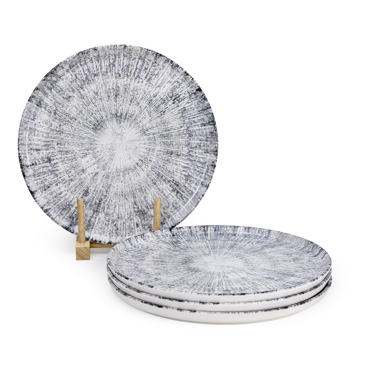 Edessa Astin 26.5cm Ceramic Dinner Plate - Premium Multicolor Glazed Round Plate for Main Course, Meals & Serving - Microwave & Dishwasher Safe - Elegant Tableware for Home, Cafés & Gifting (Set of 4)