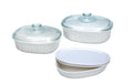 CorningWare French White 6PCS OVAL DISH SET WITH GLASS LID AND PLASTIC COVER - 1117164 (1X6)