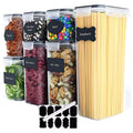 Uoexziyi Airtight Food Storage Containers Set,7 Pcs Kitchen & Pantry Containers with Lock Lids,BPA Free Tanks with Stickers and Marker for Flour,Cereal,Spaghetti and Sugar(Clear)