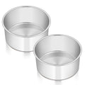 E-far 6 x 3 Inch Round Cake Pans, Stainless Steel Deep Cake Baking Pan for Layer Cake Chiffon Cheesecake, Healthy Metal Cake Tin for Birthday Wedding Party, Straight Side & Dishwasher Safe - Set of 2