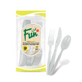Fun Heavy-Duty Transparent Cutlery Set Spoons Knives Forks set Disposable Cutlery Set Plastic Cutlery Disposable Spoons Disposable Fork Plastic Spoon Heavy Duty Plastic Utensils (Pack of 18)