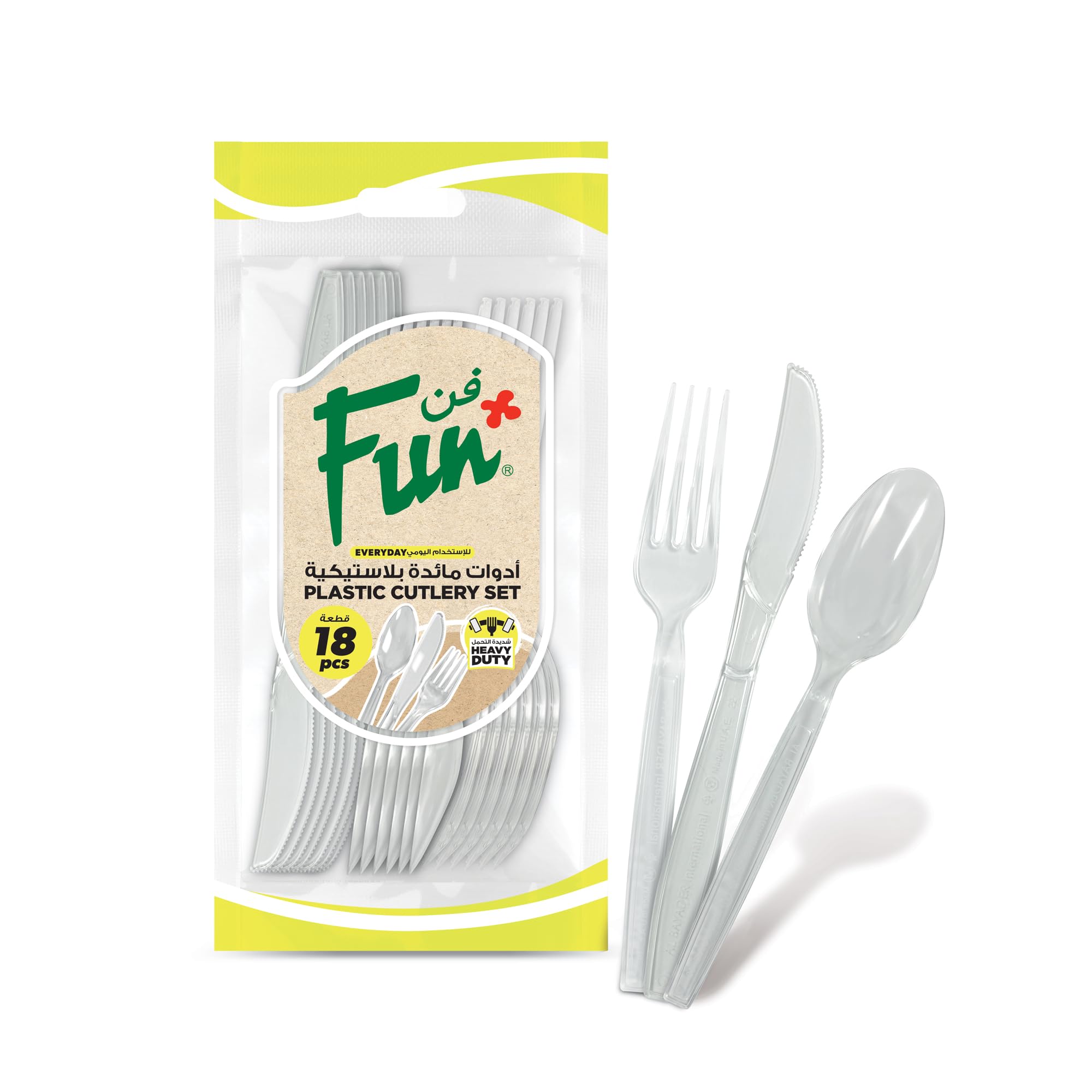 Fun Heavy-Duty Transparent Cutlery Set Spoons Knives Forks set Disposable Cutlery Set Plastic Cutlery Disposable Spoons Disposable Fork Plastic Spoon Heavy Duty Plastic Utensils (Pack of 18)