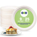 Eco Friendly Bagasse Biodegradable Plate 9 Inch Disposable, Made From 100% Sugarcane Plates, Natural Alternative To Paper Plate, Everyday Tableware, Heavy Duty Microwaveable - 25 Pieces.