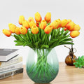 Artificial Flowers 30pcs Bouquet 14" Tall Real Touch Tulips, Orange PU Fake Tulips Flowers for Arrangement Wedding Party or Easter Spring Home Centerpiece Dining Room Office Table Decoration