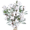 5pcs Cotton Stems 23.5" Artificial Cotton Flower Branches with Lambs Ear Leaves for Fall Home Farmhouse Style Floral Wedding Decoration