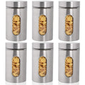 GGEROU Stainless Steel Food Storage Canister Sets with Glass Visible Window & Airtight Lids,Set of 6 Airtight Sugar Coffee Tea Candy Storage Jars?Food Storage Containers Grain Storage Tank (M?950ml)