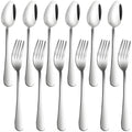 Set of 12, Stainless Steel Dinner Forks and Spoons Silverware Set, Heavy-Duty Dinner Forks and spoons | 7.87 Inch | Cutlery Set, Dishwasher Safe