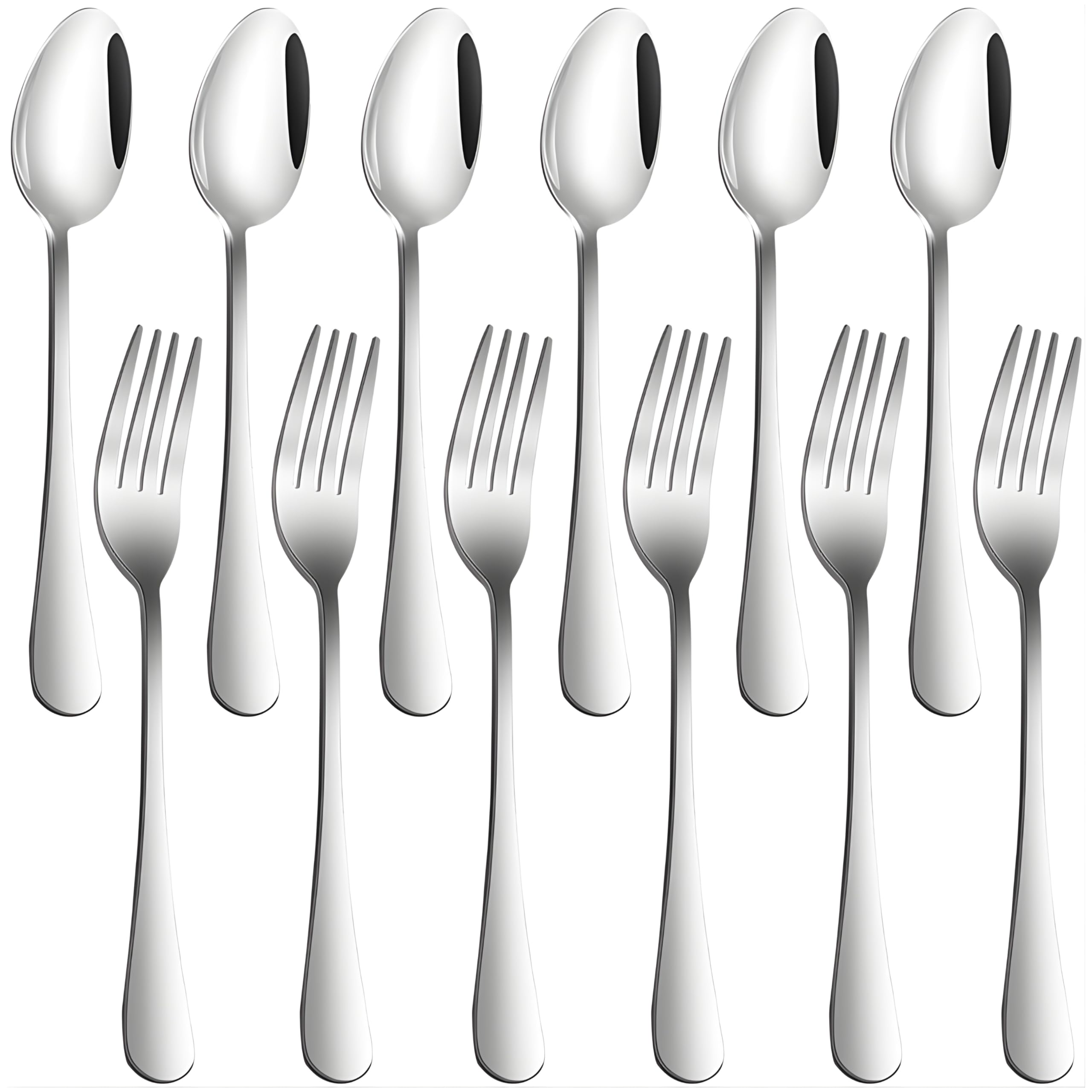 Set of 12, Stainless Steel Dinner Forks and Spoons Silverware Set, Heavy-Duty Dinner Forks and spoons | 7.87 Inch | Cutlery Set, Dishwasher Safe