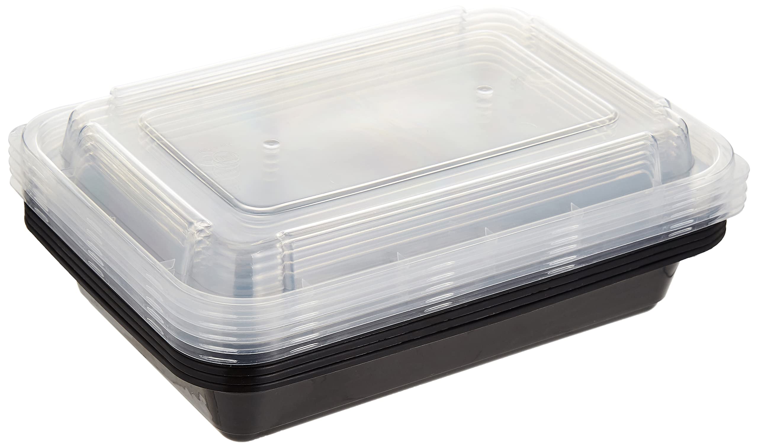 FUN BY AL BAYADER ?? Black Rectangular Container with Lid 32oz Microwavable/Freezer/Oven/Dishwasher One Compartment (BPA-FREE) Food Containers, Lunch Box, Reusable, Disposable (Pack of 5)
