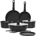 15Pcs Pots and Pans Set Non Stick, Cookware Sets with Detachable Handle, Nonstick RV Kitchen Cooking Set Removable Handles, Oven Safe, Induction Fast, Stackable Non-Stick Set, Black