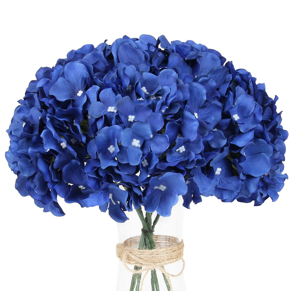 Silk Hydrangea Heads with Stems,Royal Blue Artificial Flower Heads DIY Wedding Centerpiece Home Party Baby Shower Decor (10, Royal Blue)