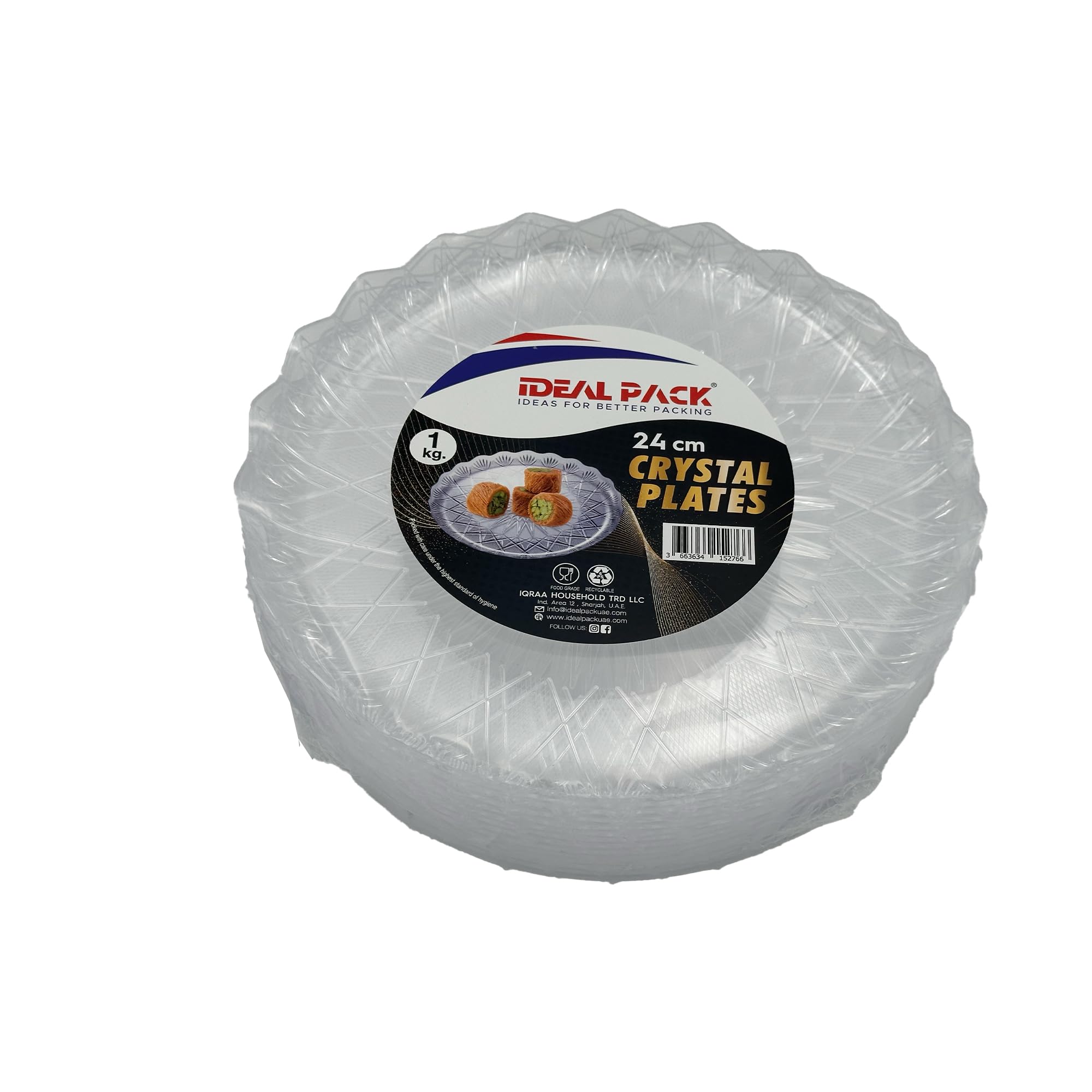 Plastic Crystal Plates – 24 cm | Elegant Clear Disposable Plates | 1 Kg Bulk Pack | Premium Plastic Tableware for Events, Catering, and Home Use