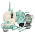 GreenLife Soft Grip Healthy Ceramic Nonstick, Cookware Pots and Pans Set, 16 Piece, Turquoise