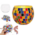 Home Smart DIY Glass Mosaic Candle Holder Kit for Kids set with a glass jar Mosaic pieces digital candle light glue gap filler bowl spoon disposable gloves for girls and boys arts and crafts