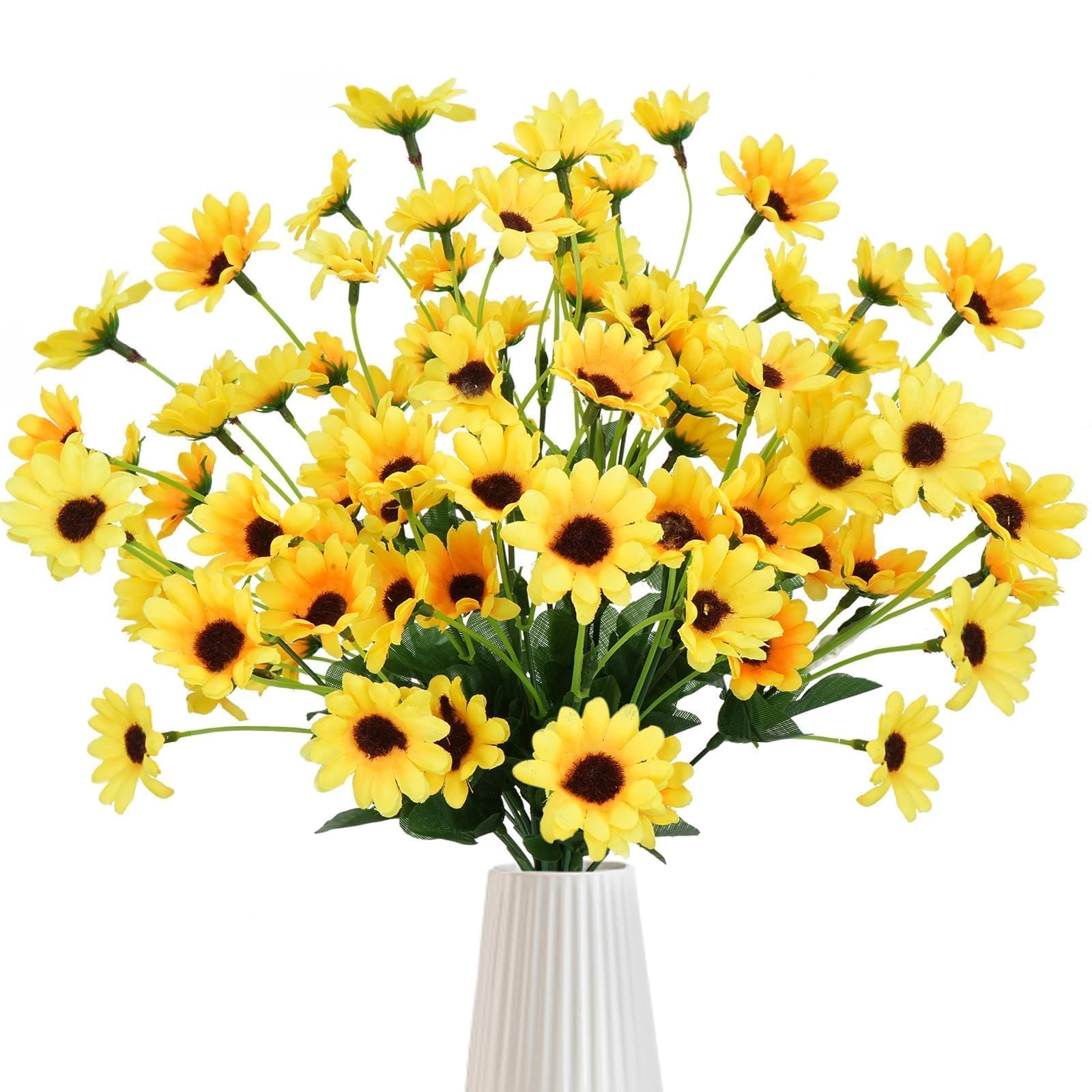 4pcs Mini Artificial Silk Flowers Bouquets Sunflowers Bundles Faux Fuax Floral Decor Centerpieces Table Wedding Home Kitchen Office Window Sill Spring Decorations
