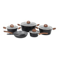 Delcasa Chef Master 10 Piece Non stick Cookware Set With 5 Layer Granite Coating pots and pan set (Black)