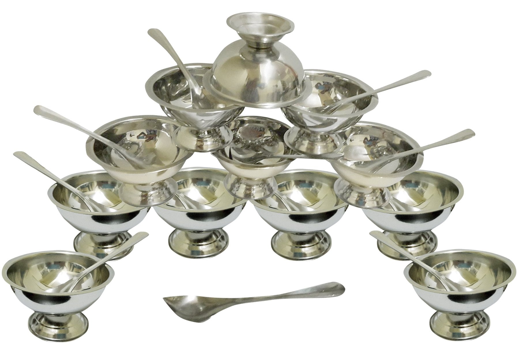 Dynore Stainless Steel Ice Cream Cup Set, 24-Pieces, Silver