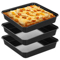 3 Pcs Detroit Style Pizza Pan 10 x 10 x 1.8 Inch Non Stick Rectangle Deep Pizza Pans Pre Seasoned Carbon Steel Sicilian Style Pan Dish Bakeware Kitchenware