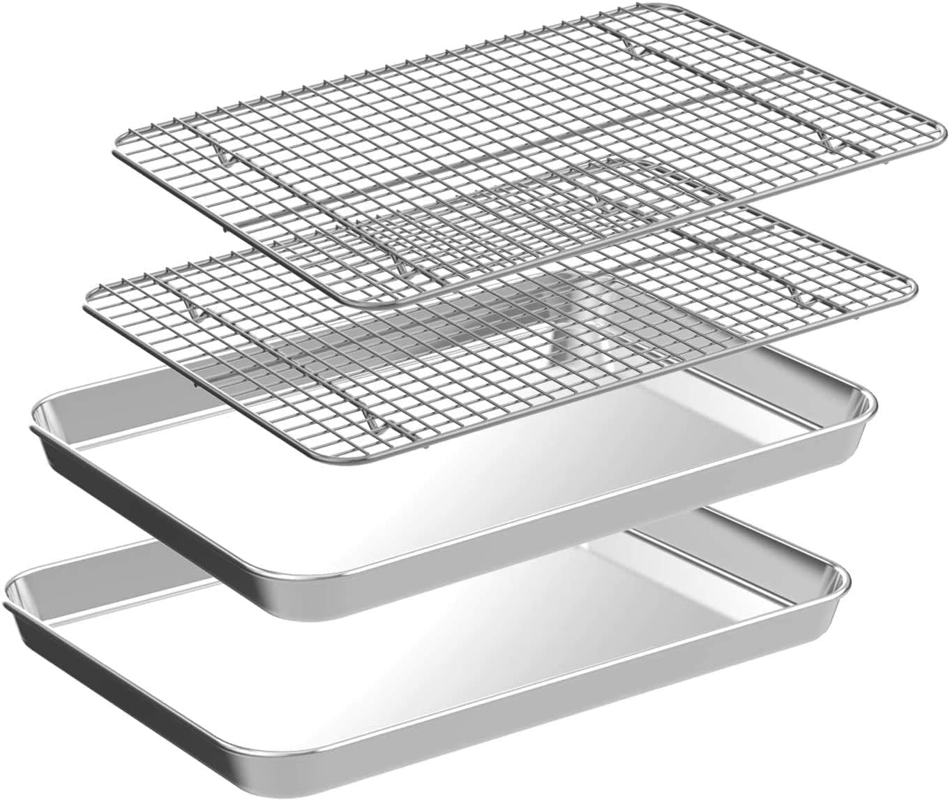 Baking Sheet and Cooling Rack Set, Stainless Steel Oven Tray, Baking Roasting Cooking Serving Sheet Pan for Home Restaurant Hotel, Non-Toxic & Mirror Finish, Dishwasher Safe (40 * 30 * 2 cm)