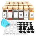 Spice Jars with Lids and Labels - 24 Pieces 120ml Glass Containers Set - Bamboo Lid - Ultimate Kitchen Storage Solution for Spices and Herbs