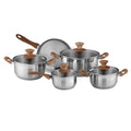 Delcasa 9Pc Stainless steel Cookware Set Induction DC3581 24 cm casserole with Lid, 20 cm casserole with lid, 18 cm casserole with lid, 24 cm frypan, 16 cm saucepan with lid