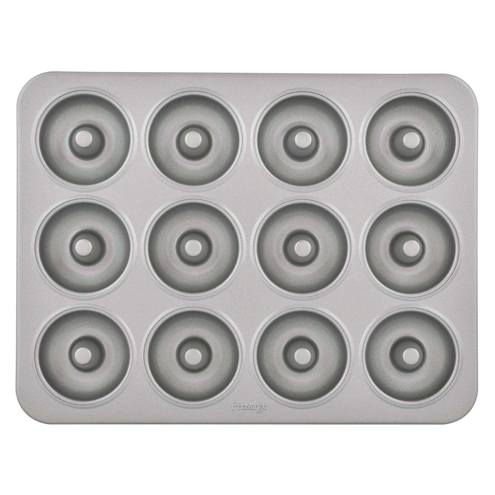 Prestige Mini Donut Pan | Non-Stick Baking Pan with 12 Cup | Donut Baking Tray | Grey - PR218616
