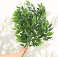 4PCS Artificial Italian Ruscus Greenery Stems, 27in Faux Green Leaf Garland Branches Hanging Greenery Spray for Wedding Bouquet,Arch,Table Centerpieces and Home Decor