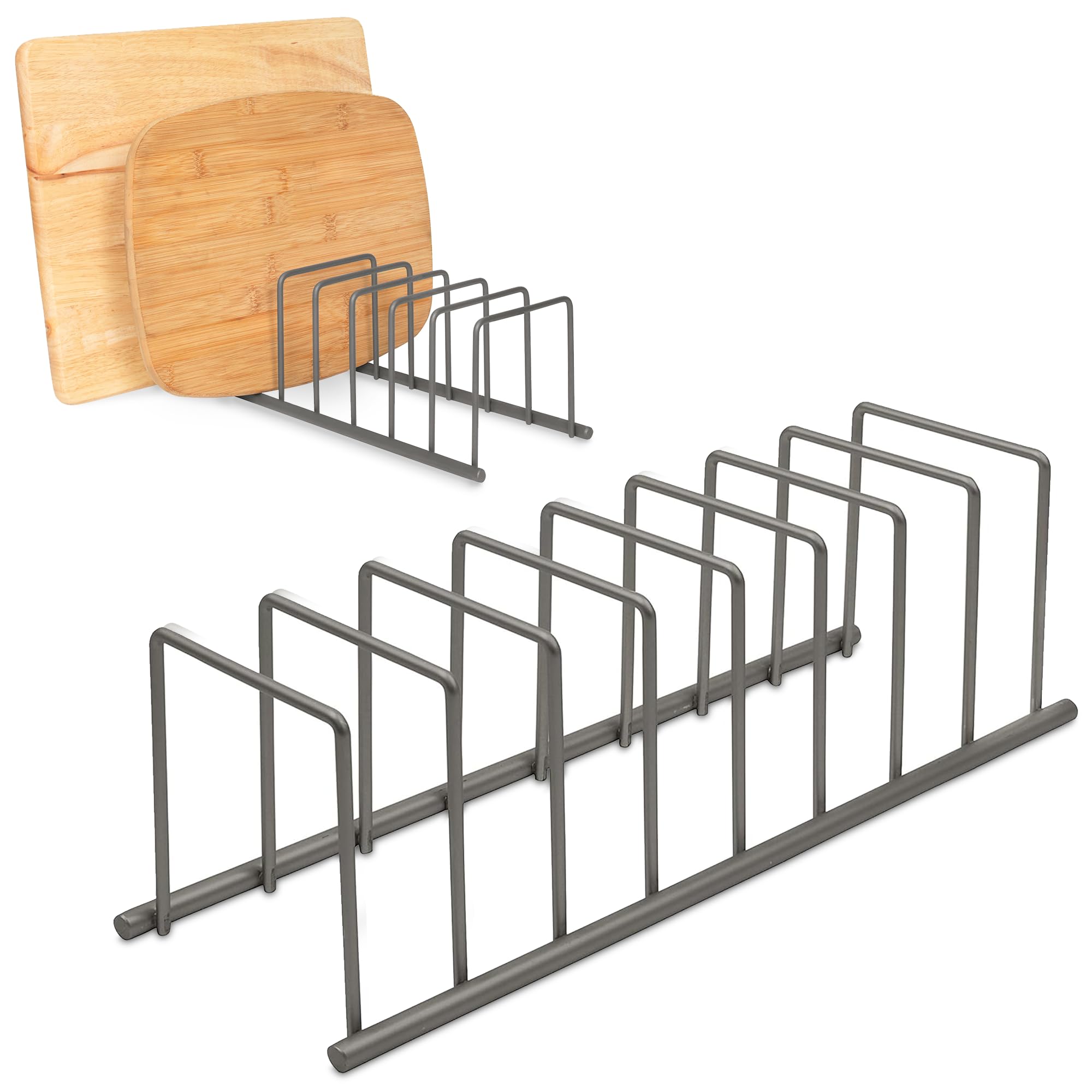 Spectrum Diversified EUro Kitchen Organizer For Plates, Cutting Boards, Bakeware Cooling Racks, Pots & Pans, Serving Trays, REUsable Containers, And Lids, Industrial Gray