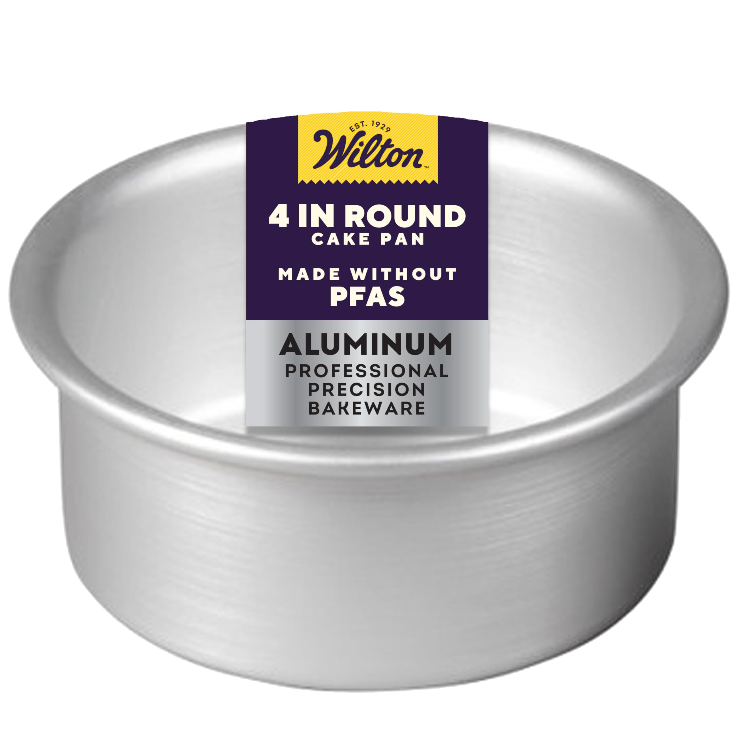 Wilton Aluminum Round Cake Pan, Durable Anodized Bakeware for Tiered & Layered Cakes, Even Heating, Rust-Resistant, Professional Cake Baking Pans, 4 x 2 in