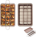 Brownie Cake Pan, Non-Stick Brownie Pan With Dividers, 18 Pre-slice Baking Tray, Slice Solutions Cake Bakeware, Square Baking Pan with Built-in Slicer, Carbon Steel Bakeware for Oven Baking, 12*8*2 In