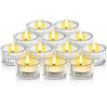 12pcs Clear Tealight Candle Holders,Glass Votive Candle Holders for Wedding Table Centerpiece,Tea Light Candles Holder Bulk for Halloween Thanksgiving Christmas Party Home Decor (12)