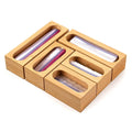 Plastic Wrap Dispenser Ziplock Bag Organizer for Drawer, 5 Separate Trays, Bamboo Bag Dispenser for Drawer, Food Ziplog Bags Holders of Quart Snack Sandwich Gallon Sizes (Wooden-1)