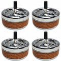 Ashtray with Lid, 13 cm, Metal Rotating Ashtray with Push Rotation, for Home, Office, Balcony, Set of 4 (4 Colours) (Yellow Grained 4)