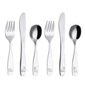 Exzact Children's Cutlery Stainless Steel 6pcs Set/Kids Cutlery/Toddler Utensils/Flatware - 2 x Forks, 2 x Safe Dinner Knives, 2 x Dinner Spoons - Engraved (Dinosaurs)