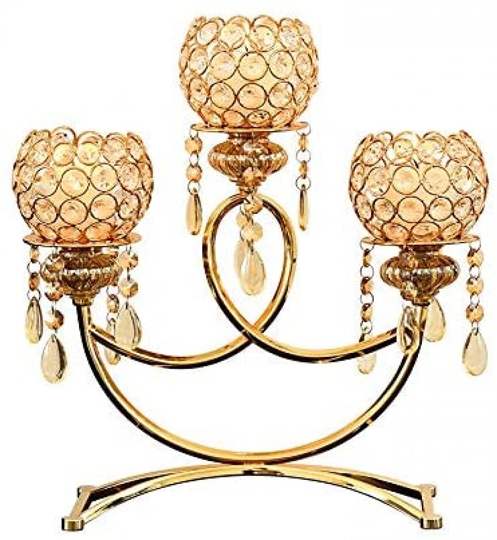 Decorative Candle Holders Gold Candle Lantern Wedding Crystal Candle for Romantic Candlelight Dinner-gold