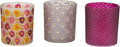 Pavilion Gift Company Hand Painted Floral Frosted Set of 3 Candle, 3 Inch 3 Assorted Tealight Holders