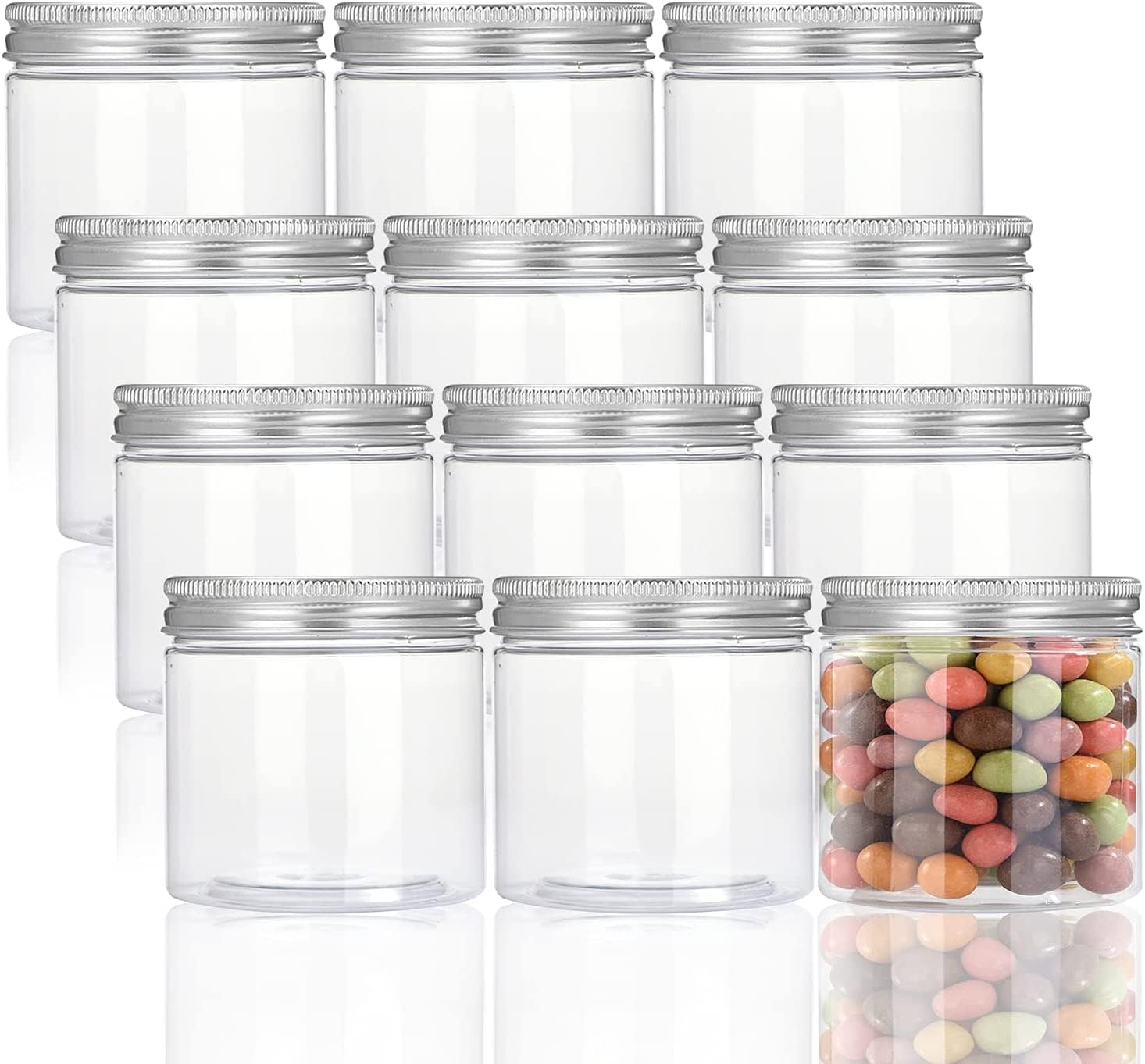 12 Pack 185ml Clear Plastic Jars Containers with Screw Refillable Round Empty Plastic Slime Storage Containers - BPA Free