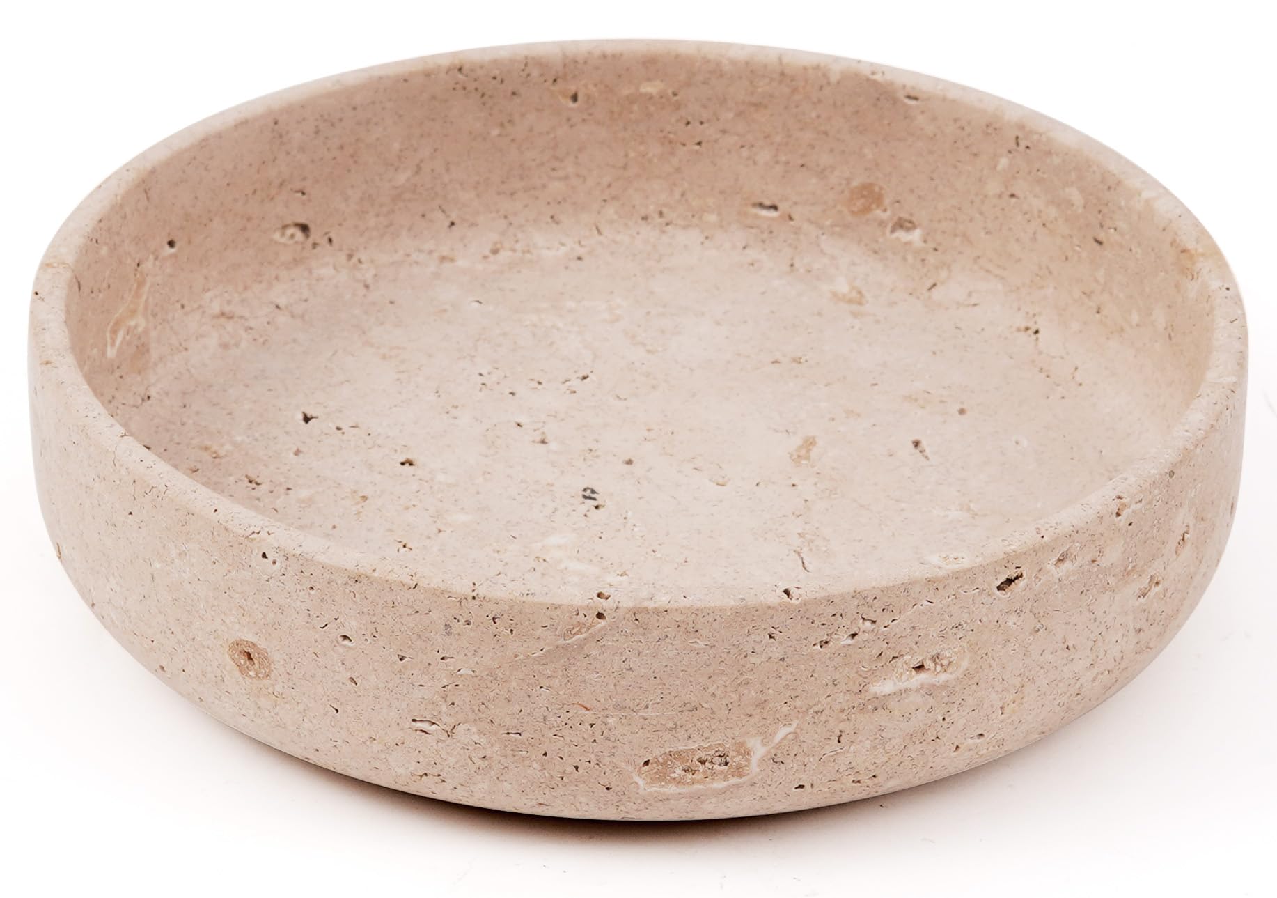 Marble Serving Bowl 8" Travertine – Handmade Round Stone Bowl for Dining Table, Salad & Fruit Serving Dish, Elegant Home Décor Centerpiece for Kitchen Counter