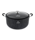LIFE SMILE Granite Non-Stick Soup Pot 36cm (15.5L), Non-Stick Cooking Pot with Glass Lid, Heat-Resistant Handles, Multi-Layer Granite Cookware