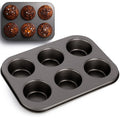 Trendful Non Stick 6 Cup Muffin Tray, Carbon Steel Cupcake Baking Pan for Muffins, Cupcakes, Brownies & Tarts, Durable, Even Heating, Easy Clean Bakeware (Black)