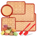NALACAL 7 Pcs Silicone Baking Mats, Pastry Mat Non Stick Reusable, with Silicone Brush and Spatula, Washable Baking Tools Set for Cake Cookie Pizza Bread Making