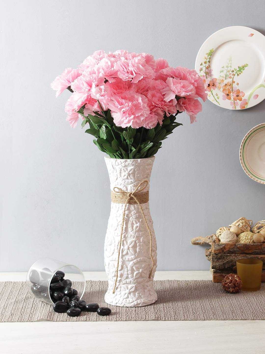 48 cm Tall Artificial Carnation Bunch with 14 Flower Heads