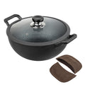 Vinod Legacy Pre-Seasoned Cast Iron Kadai - 22 cm, Capacity 2.4 L, Induction Friendly, Black
