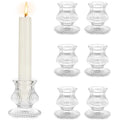 SAHRI 6Pcs Candlestick Holders Glass Clear Taper Candle Holders 2.6" High Candle Stick Set for Wedding Table, Party,Festival,Windowsill Decor,Ideal Gift