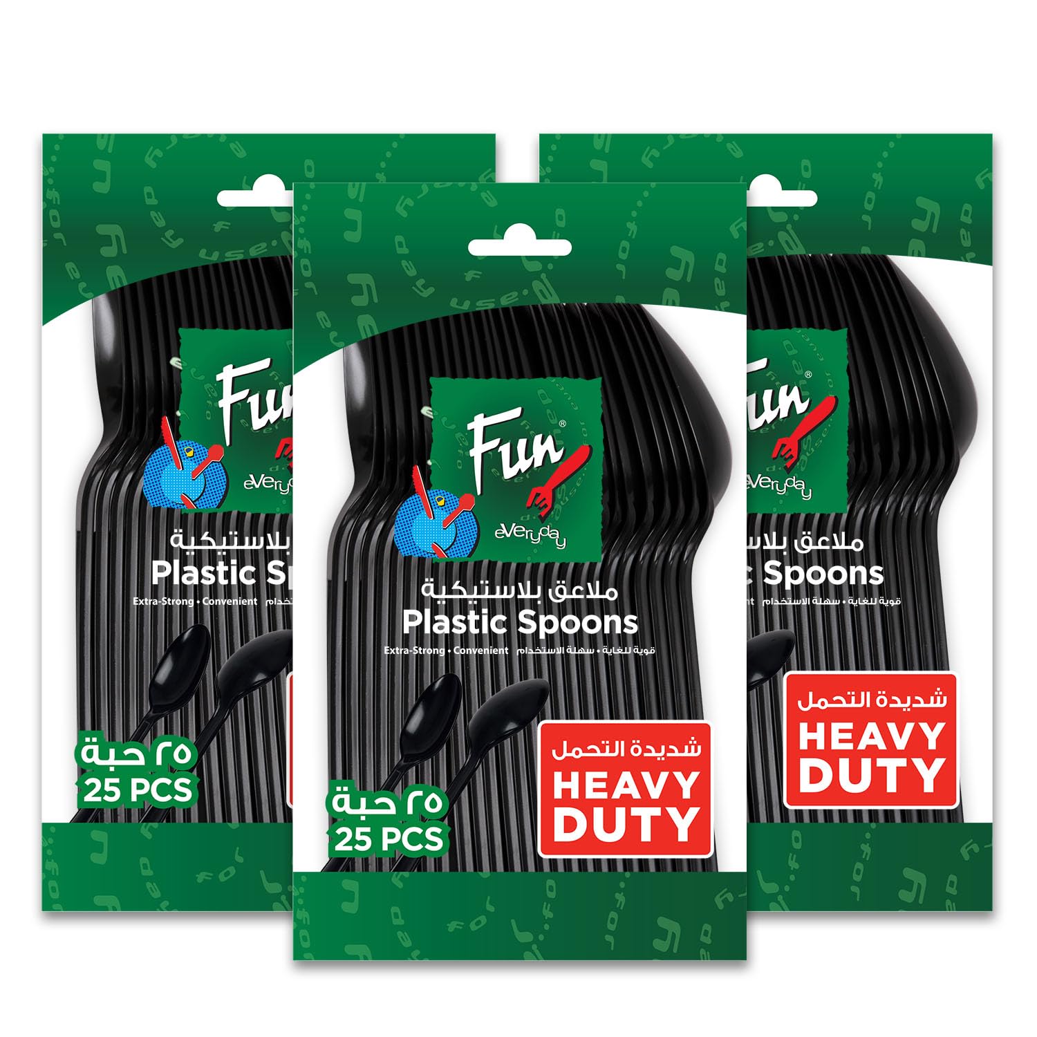 FUN BY AL BAYADER ?? Promopack Heavy-Duty Plastic Dinner Spoon Set - Plain Pattern Cutlery, Mirror Polished| Plastic Material | Perfect for Home, Hotel & More (Pack of 25 X 3)